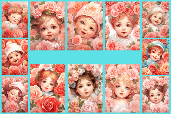 Baby Girl with Roses Patterns