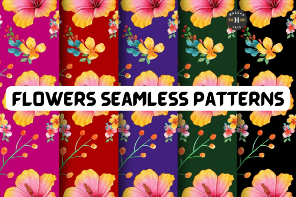 Blooms Flowers Seamless Patterns