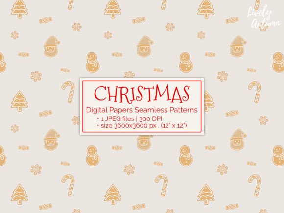 Christmas Gingerbread Seamless Patterns