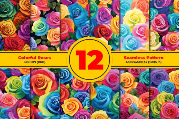 Colorful Rose Seamless Patterns