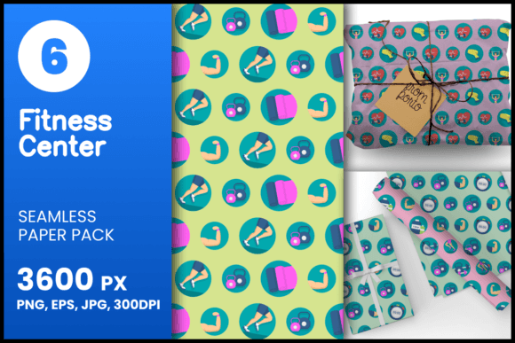 Fitness Center Seamless Patterns: A Versatile Design Asset for Creativity and Workflow