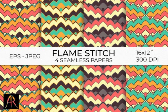 Flame Stitch Geometric Seamless Patterns: A Versatile Design Asset for Creatives