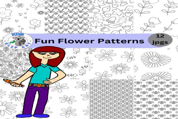 Floral Lineart Patterns Black and White