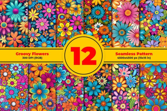 Groovy Flowers Seamless Patterns: A Versatile Design Asset for Creative Projects