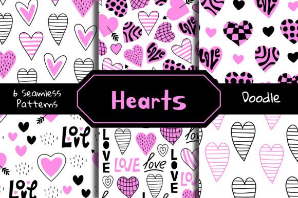 Hearts Doodle Seamless Patterns: A Playful and Romantic Design Solution for Creative Projects