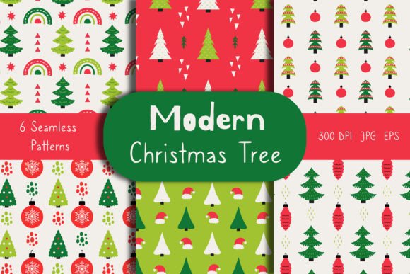 Modern Christmas Tree Seamless Patterns