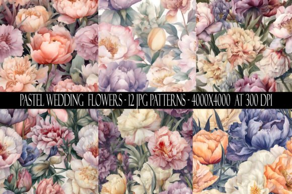 Peony and Iris Seamless Patterns