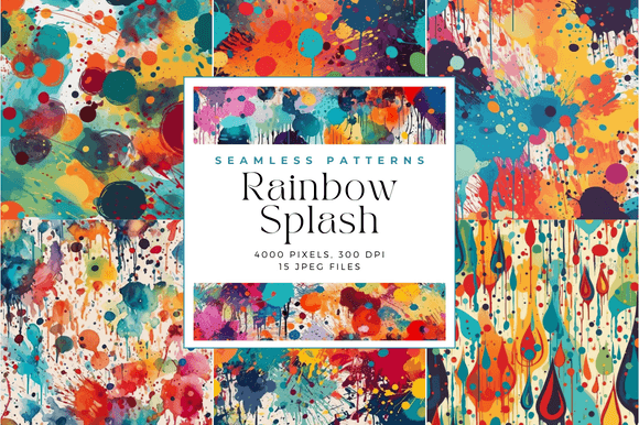 Rainbow Splash Seamless Patterns: Elevating Your Crafting Projects with Vibrant Digital Papers