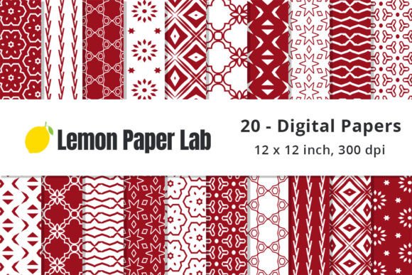 Red and White Geometric Digital Patterns