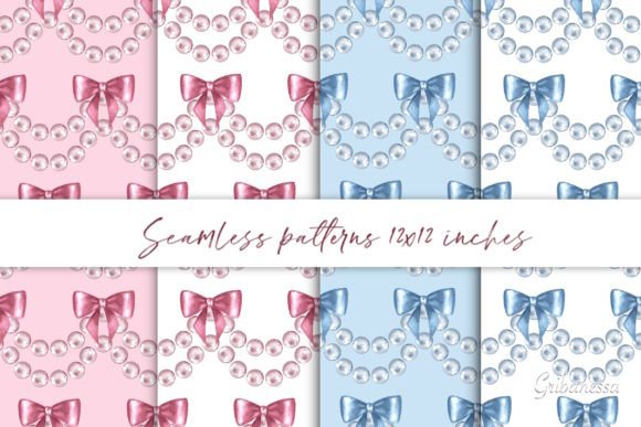 Watercolor Patterns with Beads and Bows: A Versatile Design for Creative Projects