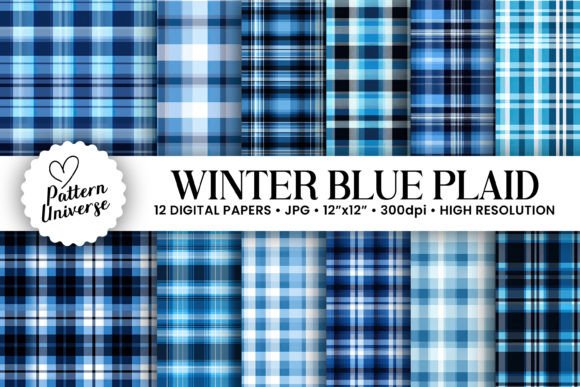 Winter Blue Plaid Seamless Patterns: A Versatile Design for Creative Projects